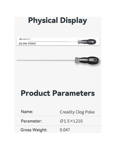 Kit de Limpieza de Boquillas Creality Clog Poke 210mm