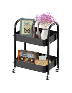 Carro de Almacenamiento Rodante Melody House 2 Niveles Negro