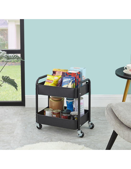 Carro de Almacenamiento Rodante Melody House 2 Niveles Negro