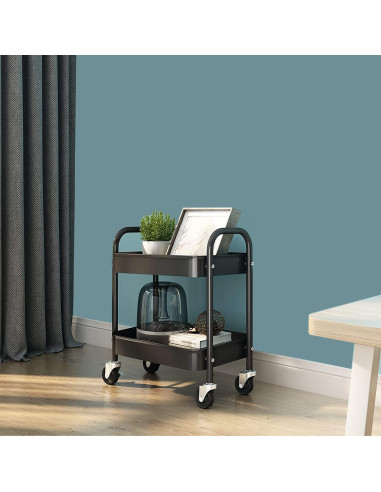 Carro de Almacenamiento Rodante Melody House 2 Niveles Negro