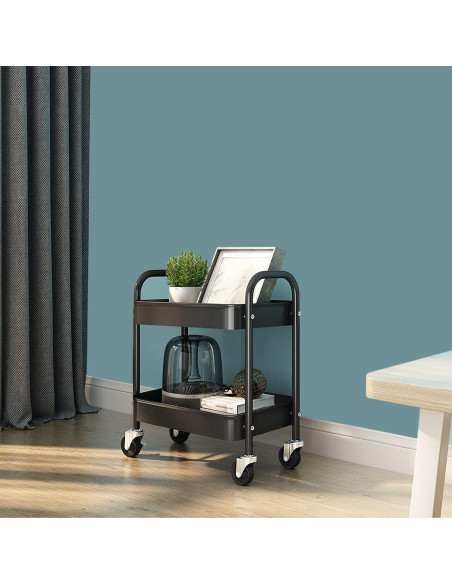 Carro de Almacenamiento Rodante Melody House 2 Niveles Negro