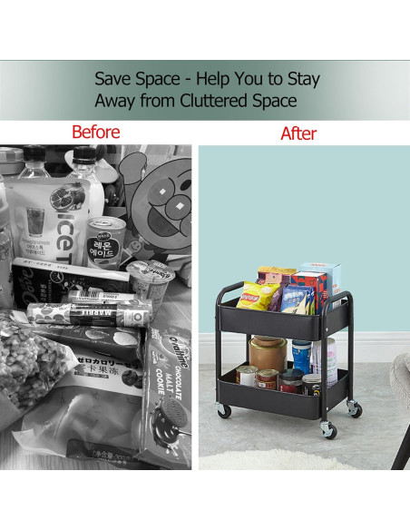 Carro de Almacenamiento Rodante Melody House 2 Niveles Negro