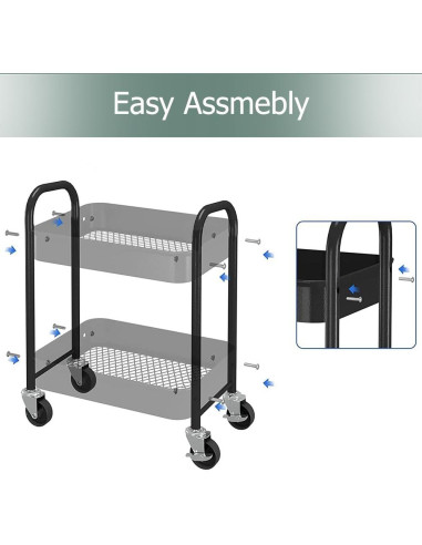 Carro de Almacenamiento Rodante Melody House 2 Niveles Negro