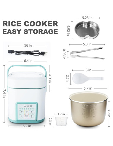 Cocedor de Arroz TLOG Mini 2.5 Tazas Cerámico Portátil