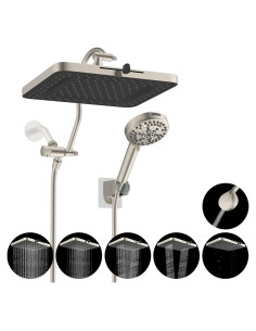 Cabezal de Ducha Hibbent 13'' Lluvia Alta Presión 5 Modos