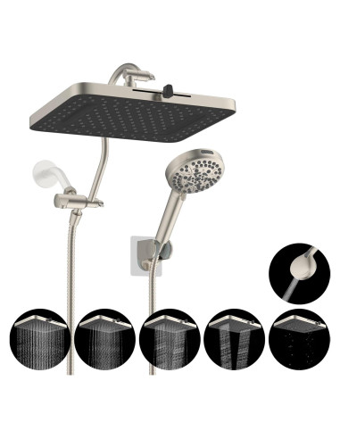 Cabezal de Ducha Hibbent 13'' Lluvia Alta Presión 5 Modos