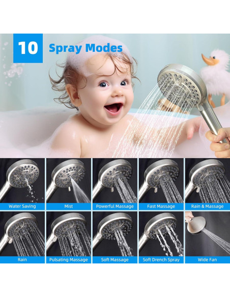 Cabezal de Ducha Hibbent 13'' Lluvia Alta Presión 5 Modos