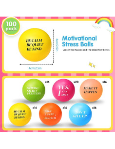 Bolas de Estrés Motivacionales Sotiff - 100 Piezas Coloridas 2