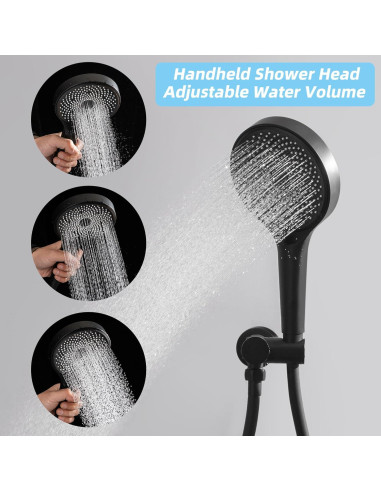 Sistema de Ducha de Lluvia 10" Negro Mate drmvalg con Manguera