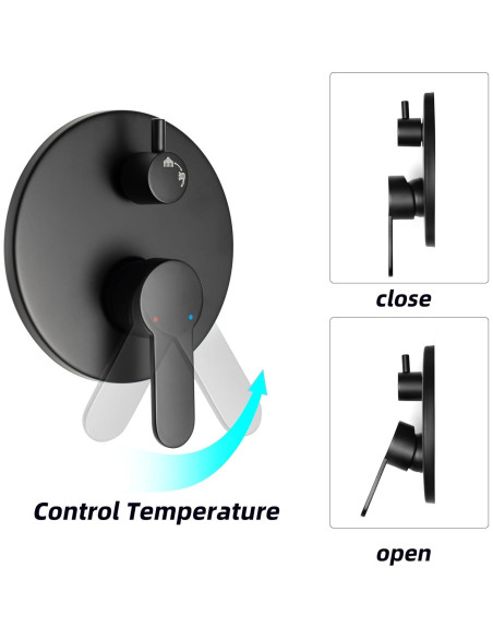 Sistema de Ducha de Lluvia 10" Negro Mate drmvalg con Manguera