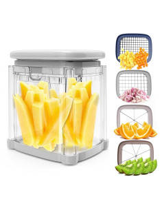 Cortador de Papas Fritas CrazyQueen 4 en 1 - Picador Manual de Verduras