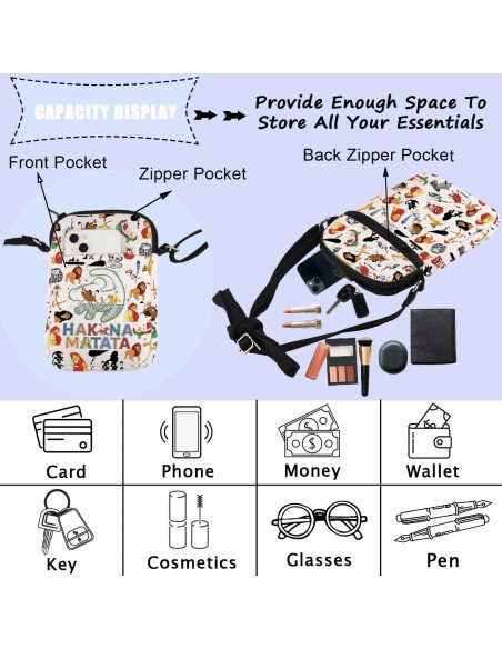 Bolsa Cruzada de Algodón y Lino ENSIANTH - 21x15 cm - León