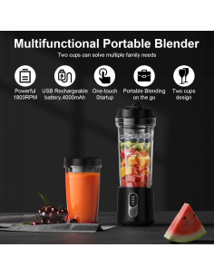 Batidora Portátil Foyucool 300W 2 Tazas 500ml y 300ml USB-C 2