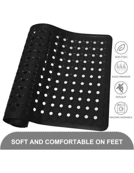 Alfombra de Baño Antideslizante TEESHLY 89x41 cm Negra