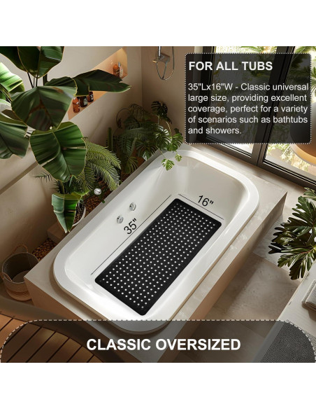 Alfombra de Baño Antideslizante TEESHLY 89x41 cm Negra