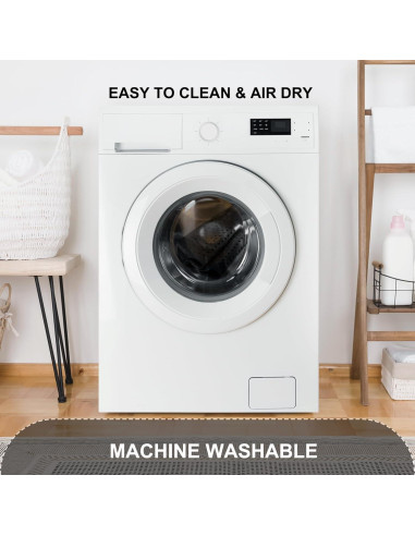 Alfombra de Baño Antideslizante TEESHLY 89x41 cm Negra