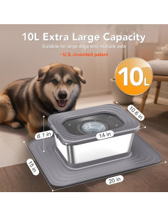 Cuenco de Agua Antiderrame Decflow 10L Acero Inoxidable Gris 2