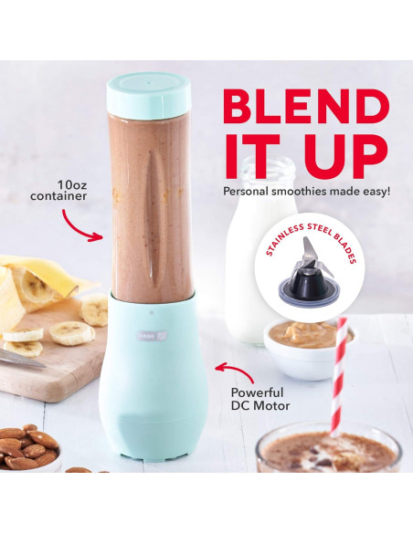 Licuadora Personal Dash Mighty Mini 295 ml con Tapa de Viaje Aqua