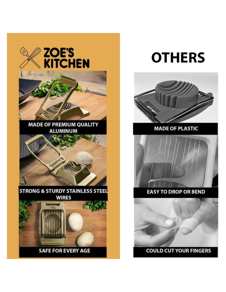 Cortador de Huevos Profesional Zoe's Kitchen Aluminio Dorado