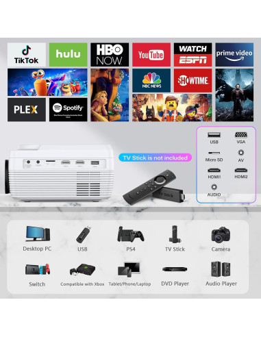 Proyector Bluetooth Full HD Dxyiitoo DX-201 12000LM DVD