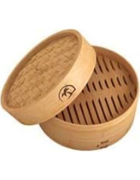 Cesta de vapor de bambú 2 niveles 25.4 cm con tapa y accesorios