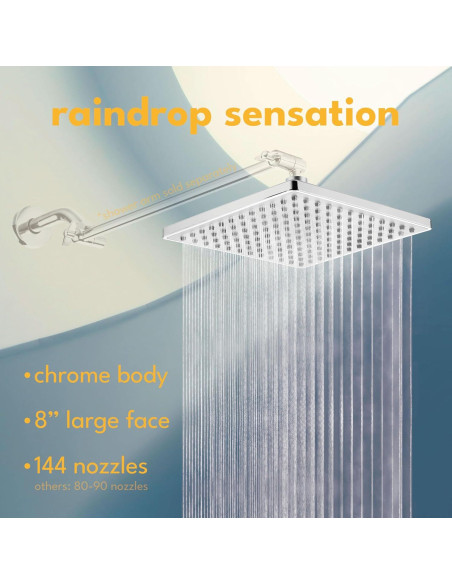 Cabezal de Ducha Fijo 20.3 cm Singing Rain - Alta Presión