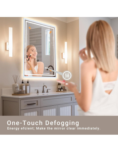 Espejo de baño LED AFMMFA 60.96x81.28 cm con anti-vaho