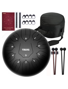 Steel Tongue Drum Yinama 11 Notas 25.4 cm Negro