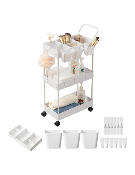 Carro de Almacenamiento danpinera Blanco 3 Niveles Rodante