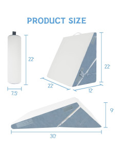 Juego de Almohadas en Cuña Vomiliku 3 Piezas Ajustables Azul 2