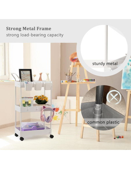 Carro de Almacenamiento danpinera Blanco 3 Niveles Rodante