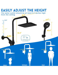Combo Cabezal de Ducha Doble Ryamen 8" (20.32 cm) Alta Presión 2