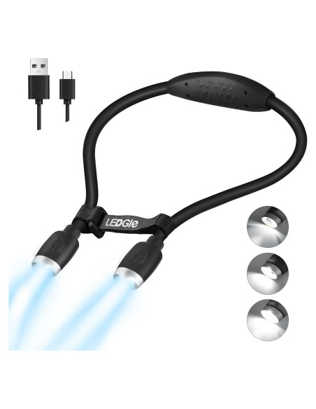 Luz de Cuello LED Manos Libres con 3 Niveles de Brillo - Negro Luz de Cuello LED Manos Libres con 3 Niveles de Brillo - Negro