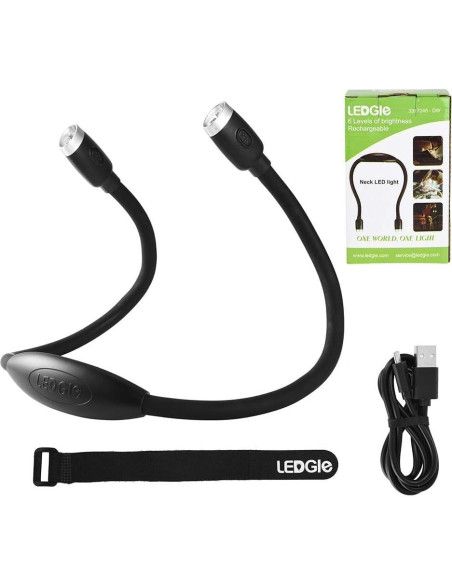 Luz de Cuello LED Manos Libres con 3 Niveles de Brillo - Negro Luz de Cuello LED Manos Libres con 3 Niveles de Brillo - Negro