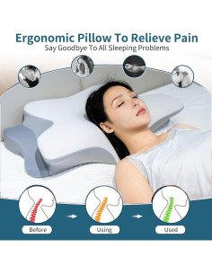 Almohada Cervical Ergonomica SELARFOSS Espuma Viscoelástica 65x40.9cm 2