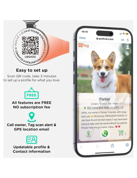 Etiqueta de perro personalizada MYDEERYOO con código QR