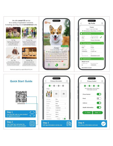 Etiqueta de perro personalizada MYDEERYOO con código QR