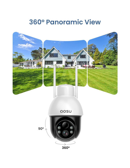 Cámara de Seguridad Solar AOSU C9L 2K Inalámbrica 360 - Paquete de 2 Cámara de Seguridad Solar AOSU C9L 2K Inalámbrica 360 - Paquete de 2