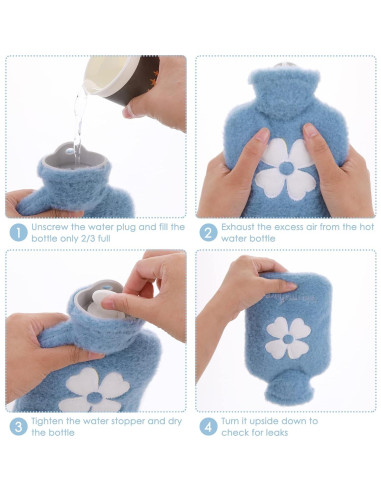 Bolsa de Agua Caliente 500ml Thinp con Funda de Felpa Azul