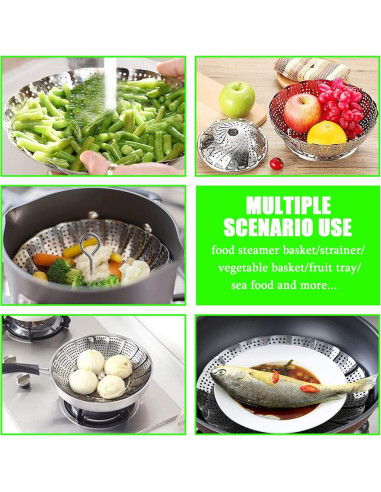 Cesta de Vapor Acero Inoxidable JMTEEA 18.4 cm Ajustable