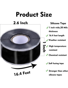 Cinta de Silicona Auto-fusionante PackYard 2.54 cm x 5 m Negra 2