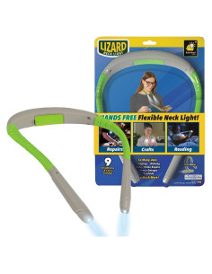 Luz de Cuello Lagarto Verde - Luz Portátil Flexible LED 3 Brillos