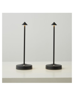 2 Lámparas Inalámbricas Eypid Recargables Minimalistas Negro