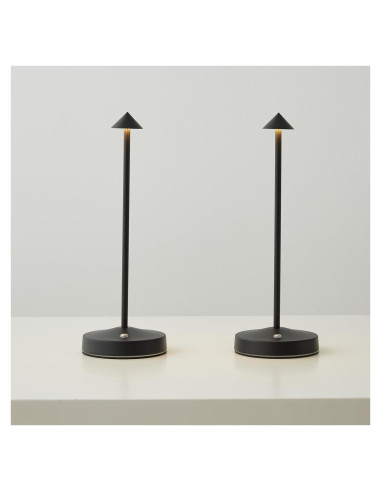 2 Lámparas Inalámbricas Eypid Recargables Minimalistas Negro