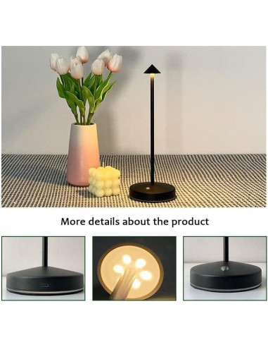 2 Lámparas Inalámbricas Eypid Recargables Minimalistas Negro