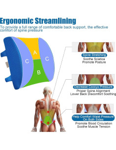 Cojín Lumbar LOVEHOME Espuma Viscoelástica Azul 34x11 cm 2