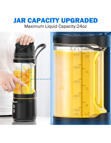 Licuadora Portátil Mulli A11 Pro 24oz Recargable USB Negra