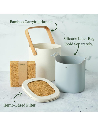 Contenedor de Compostaje Bamboozle 3.78L Sin Olores Cocina