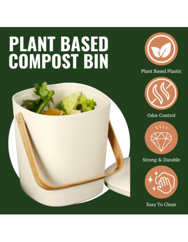 Contenedor de Compostaje Bamboozle 3.78L Sin Olores Cocina