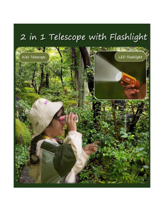 Telescopio Monocular Infantil VBANU Rosa 8X Zoom con Linterna LED 2